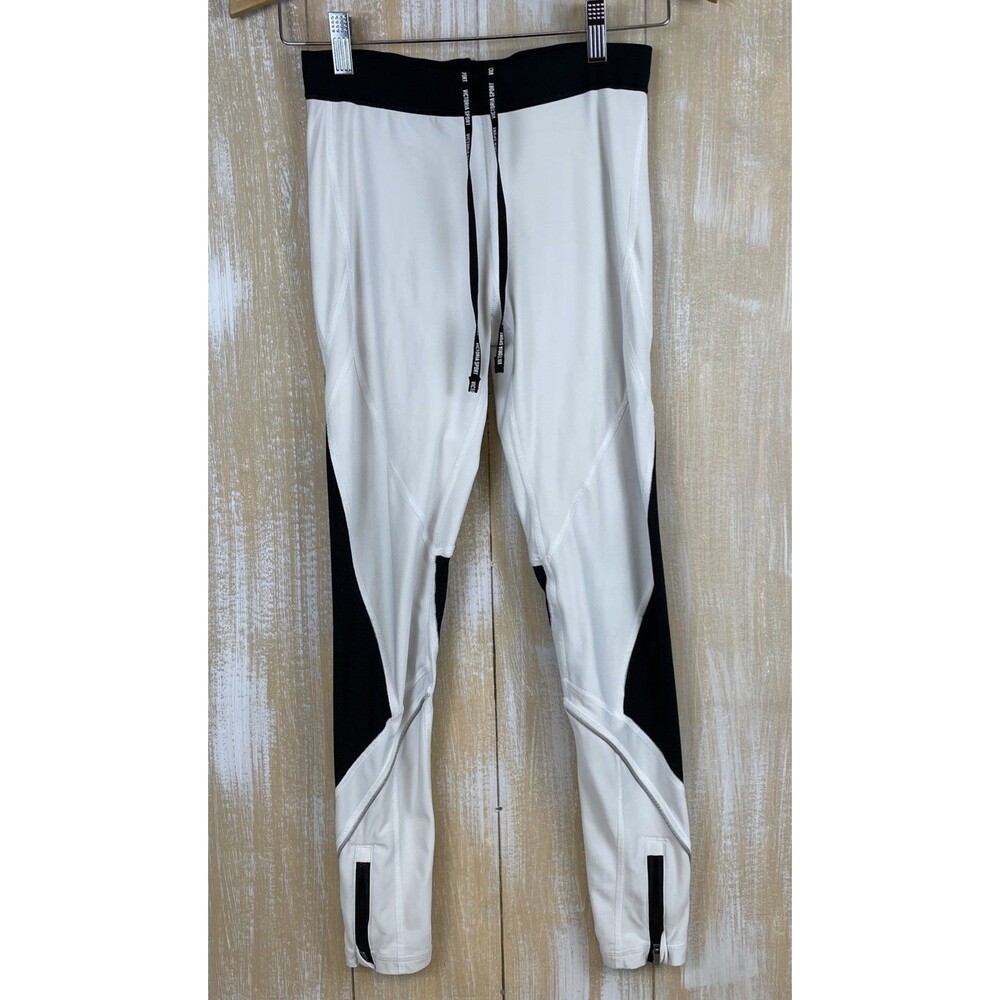 Victoria Sport Women's Athletic Running Leggings Size S Zipper Ankle White/Black